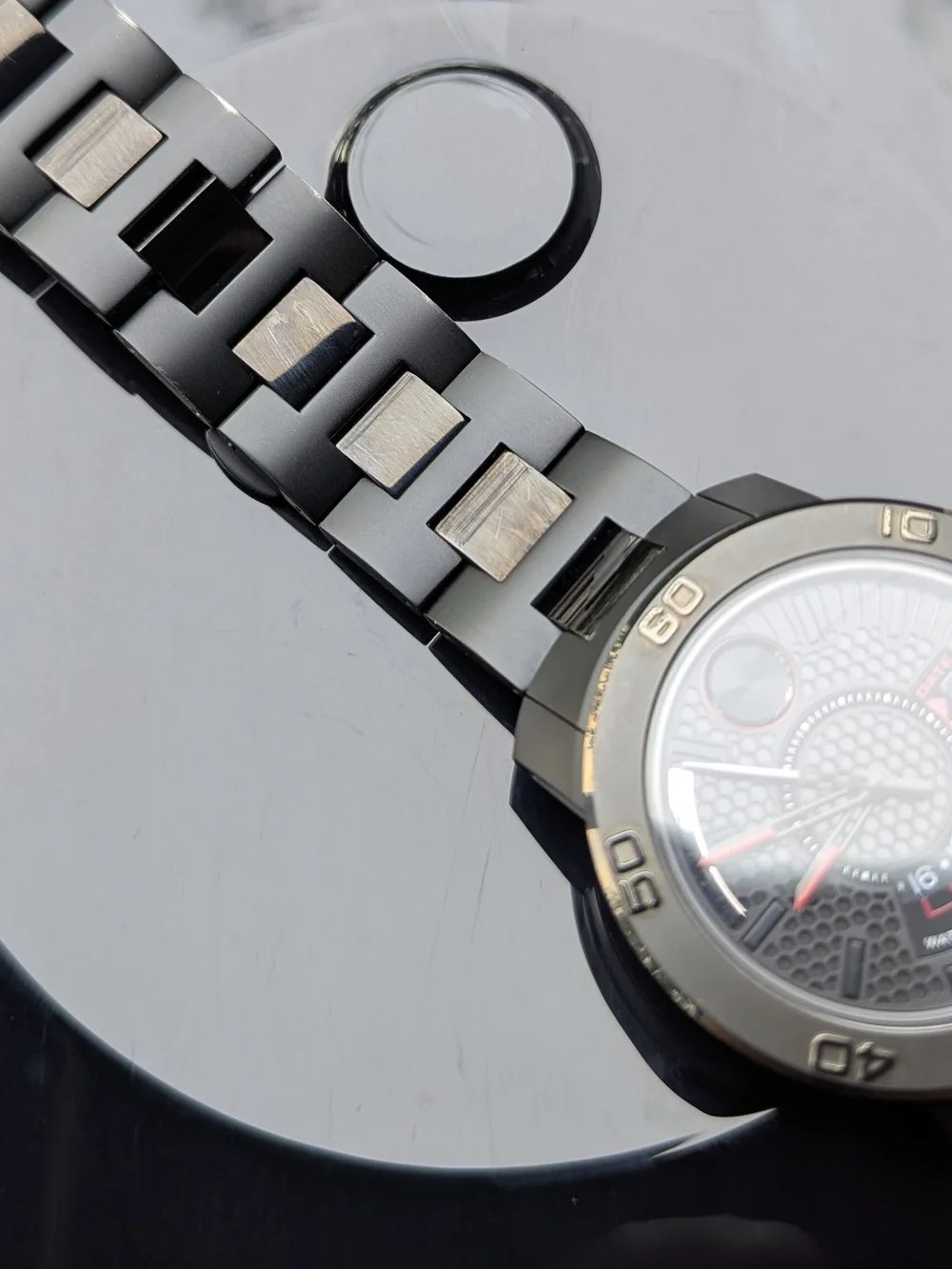 Movado Men's Black and Red Stainless Steel Sport Watch BOLD GMT